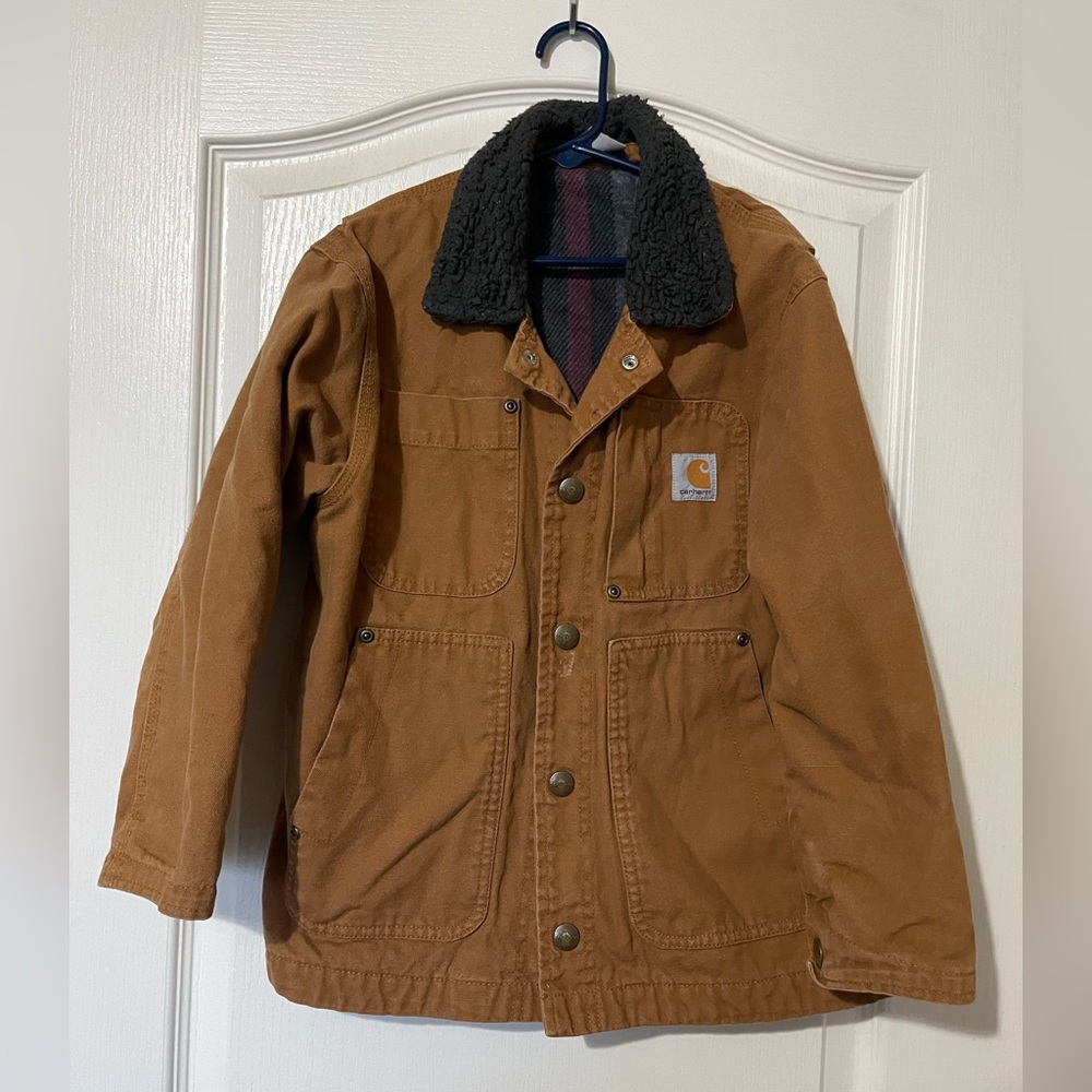 Carhartt Boys Brown Snap button, blanket lining jacket